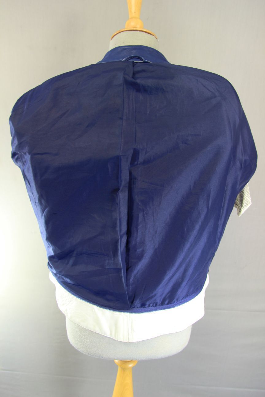 VINTAGE 1970's/1980's BMW MOTORRAD BLUE & CREAM LEATHER BIKER JACKET 36-38 INCH