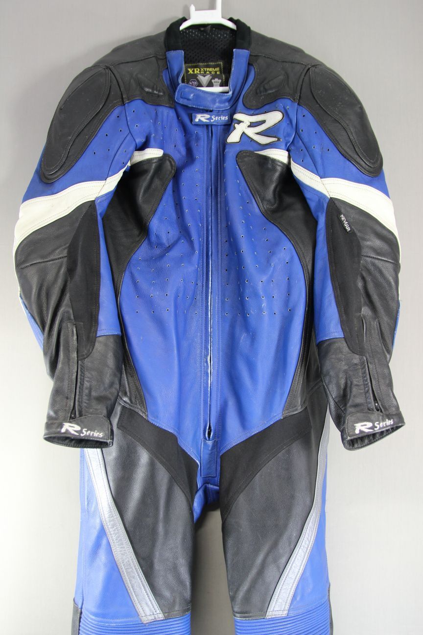 FRANK THOMAS XTREME SPORT 1PIECE LEATHER BIKER SUIT + CE ARMOUR/KNEE SLIDERS 42"