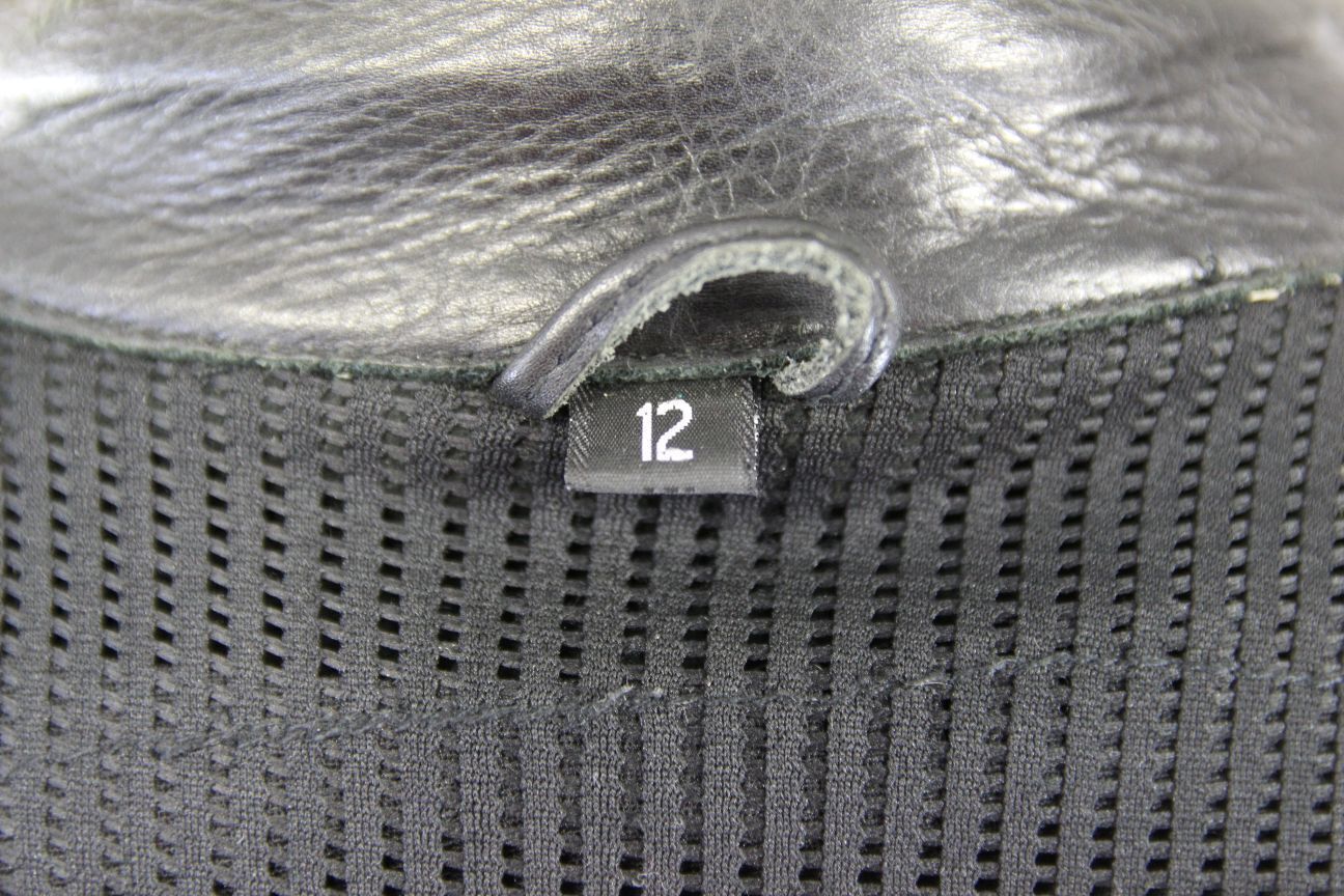 RICHA BLACK, YELLOW & SILVER LEATHER BIKER JACKET WITH CE ARMOUR: SIZE 12