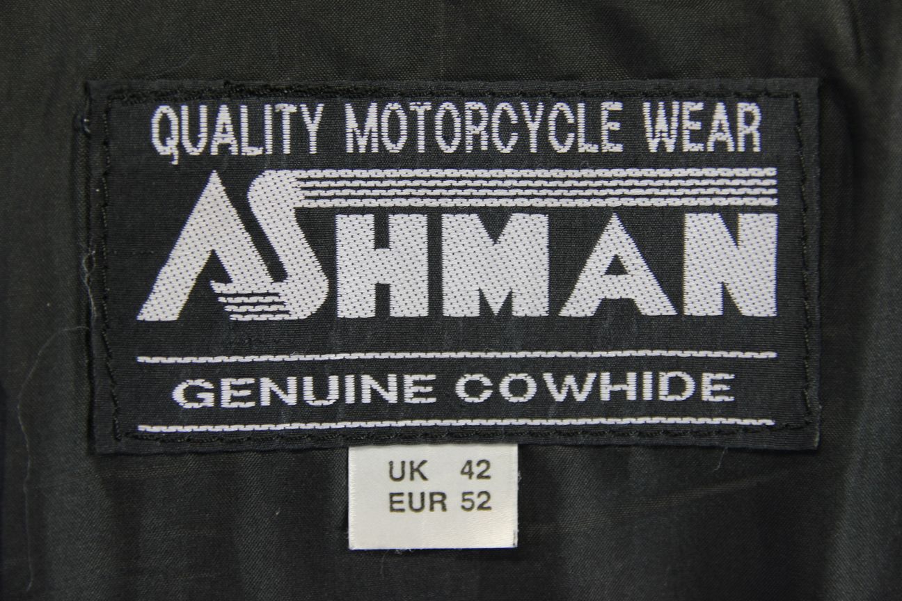 ASHMAN BLACK COWHIDE LEATHER BIKER JACKET + BACK/SHOULDER/ELBOW PROTECTORS 42 IN