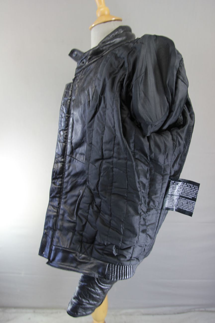 ASHMAN BLACK COWHIDE LEATHER BIKER JACKET + BACK/SHOULDER/ELBOW PROTECTORS 42 IN
