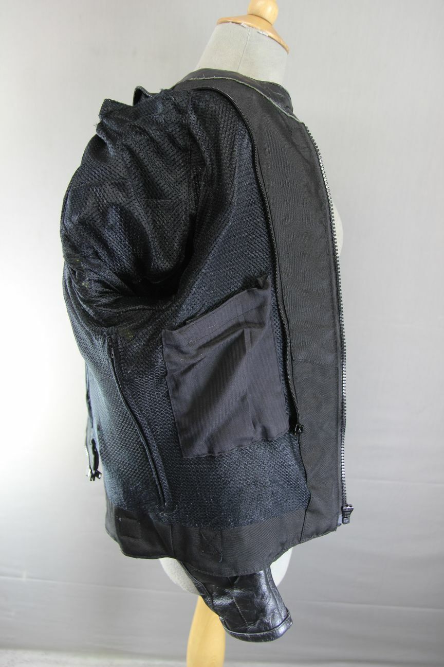 EVIRON BLACK, SILVER & YELLOW LEATHER BIKER JACKET WITH RACE HUMP 36"EXTRA SMALL