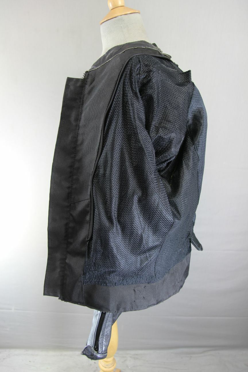 EVIRON BLACK, SILVER & YELLOW LEATHER BIKER JACKET WITH RACE HUMP 36"EXTRA SMALL