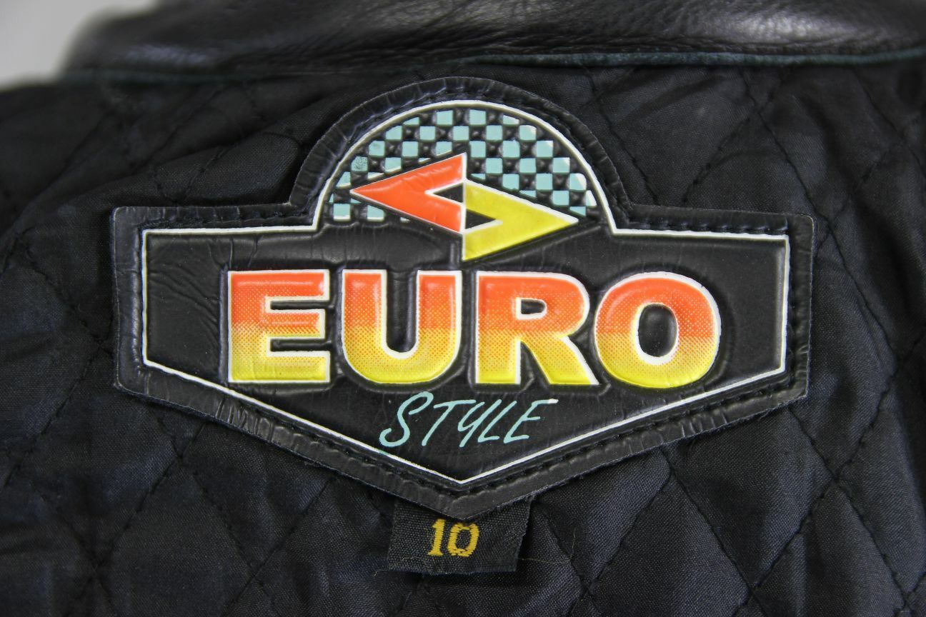 EURO STYLE CLASSIC BLACK LEATHER BIKER JACKET: SIZE 10