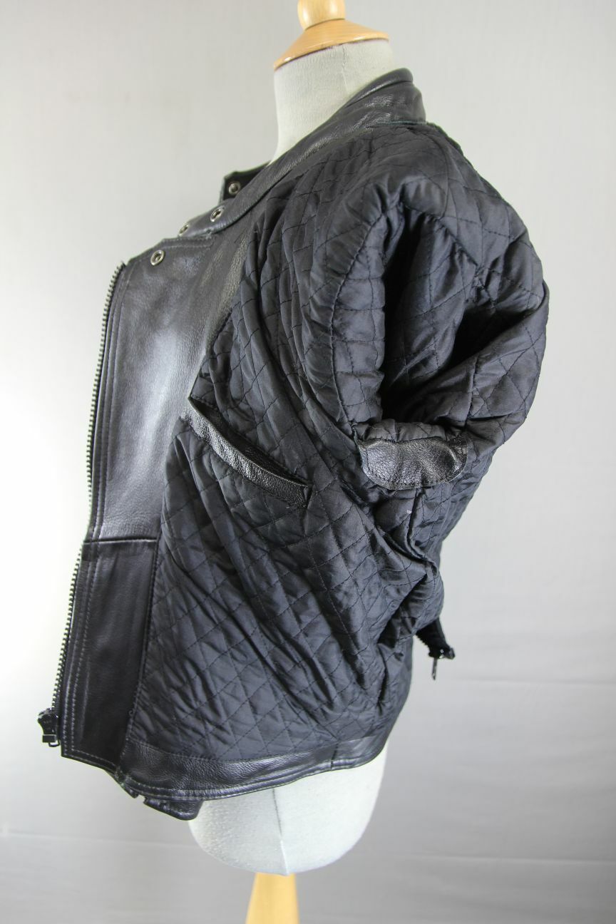 EURO STYLE CLASSIC BLACK LEATHER BIKER JACKET: SIZE 10