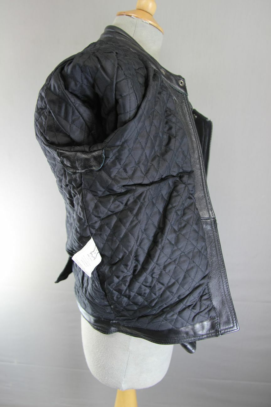 EURO STYLE CLASSIC BLACK LEATHER BIKER JACKET: SIZE 10