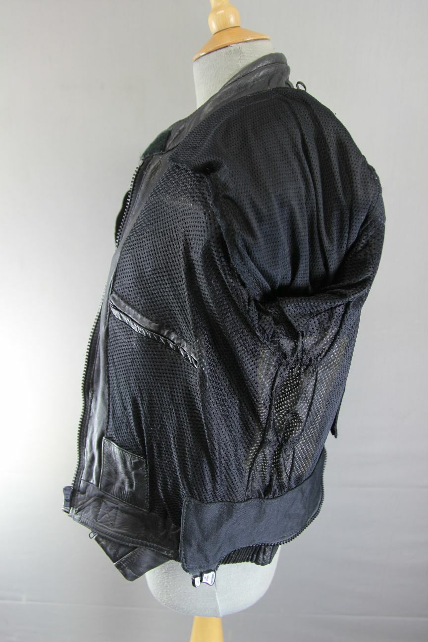 RHINO BRITISH DESIGNED & STYLED BLACK COWHIDE LEATHER BIKER JACKET: SIZE 14