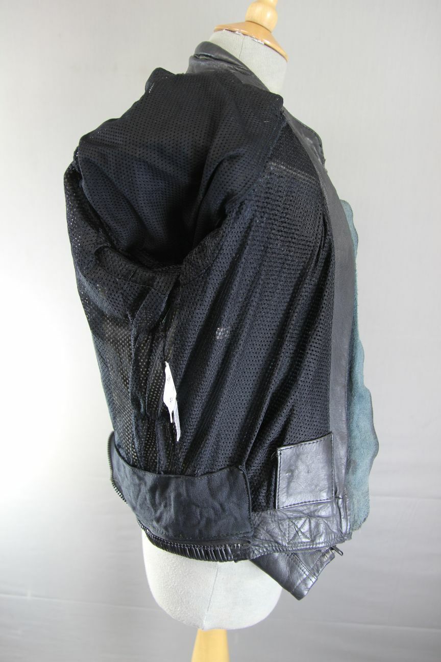 RHINO BRITISH DESIGNED & STYLED BLACK COWHIDE LEATHER BIKER JACKET: SIZE 14