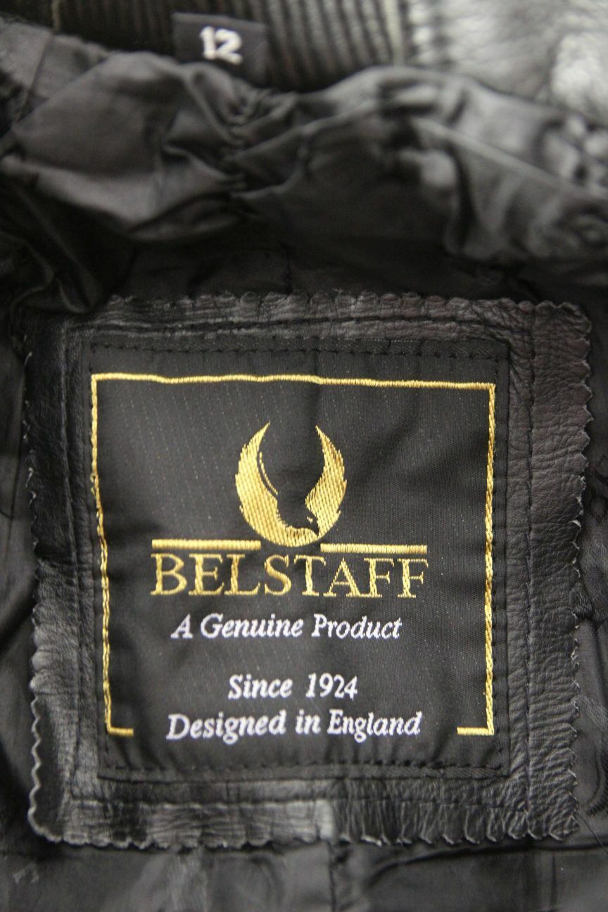 BELSTAFF BLACK LEATHER BIKER TROUSERS SIZE 12: WAIST 26 INCHES/LEG 29 INCHES