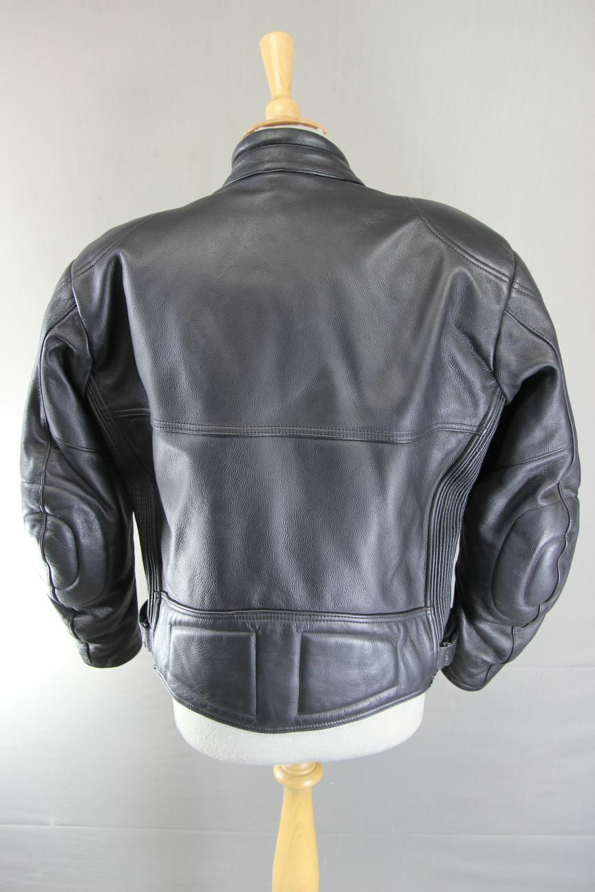 WEISE BLACK LEATHER BIKER JACKET WITH SHOULDER & ELBOW CE ARMOUR SIZE 16
