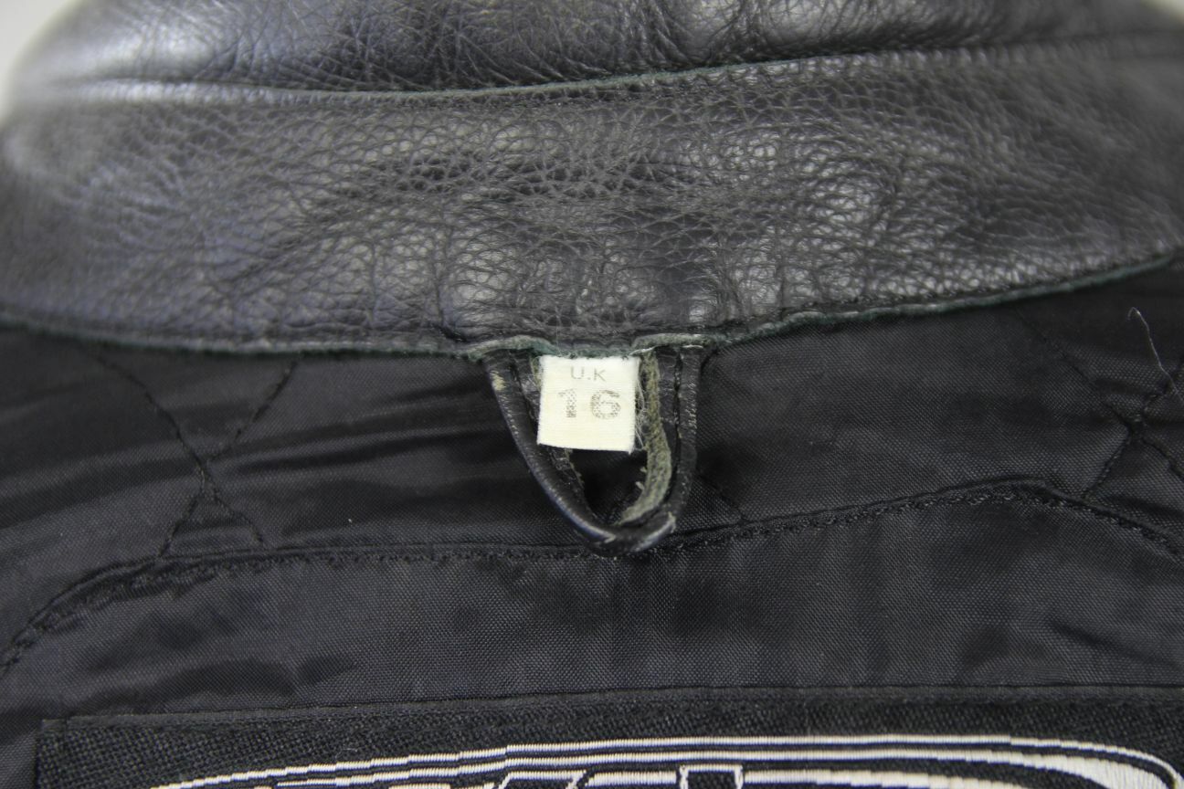 WEISE BLACK LEATHER BIKER JACKET WITH SHOULDER & ELBOW CE ARMOUR SIZE 16