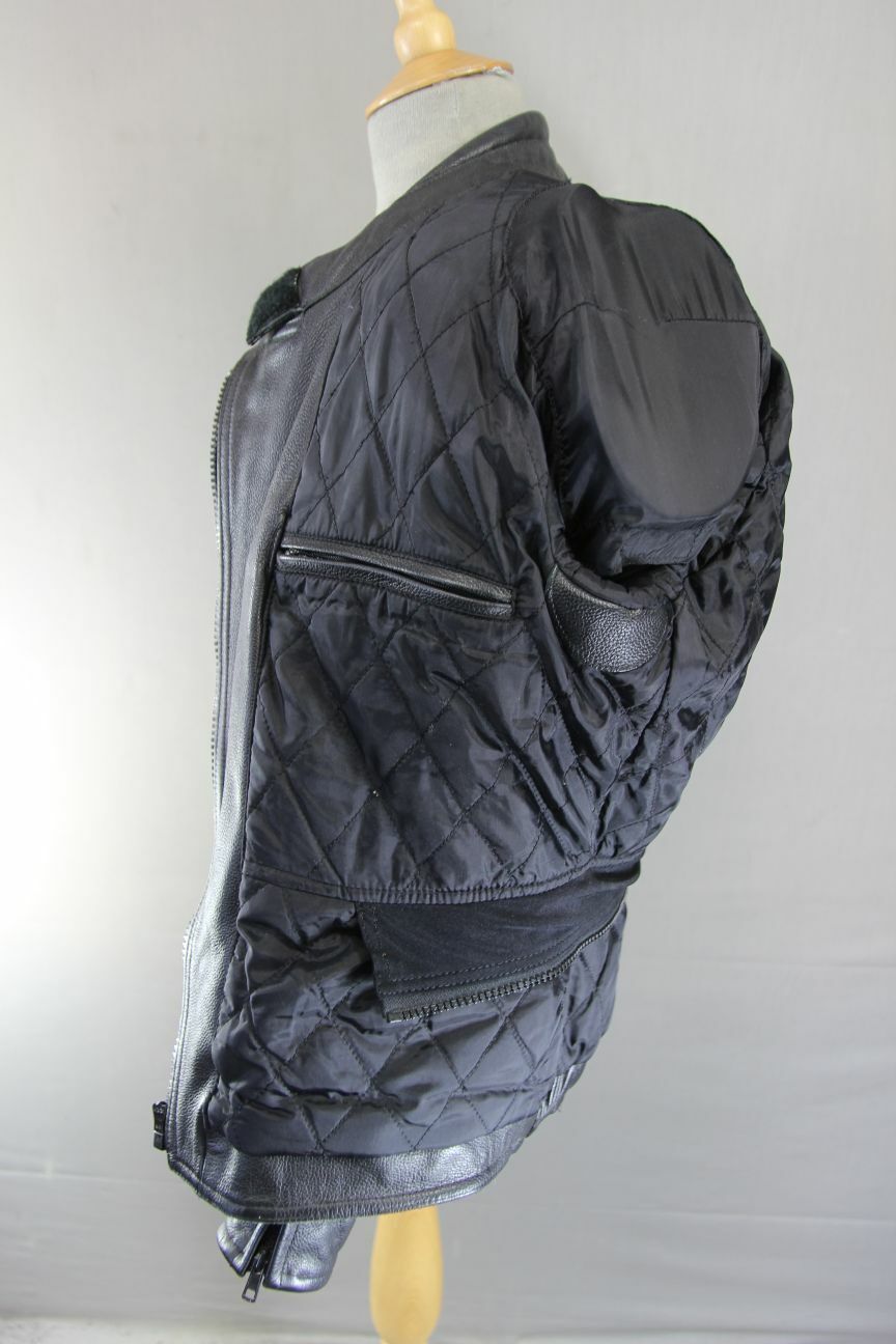 WEISE BLACK LEATHER BIKER JACKET WITH SHOULDER & ELBOW CE ARMOUR SIZE 16