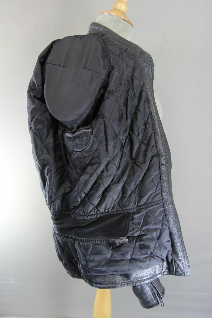 WEISE BLACK LEATHER BIKER JACKET WITH SHOULDER & ELBOW CE ARMOUR SIZE 16