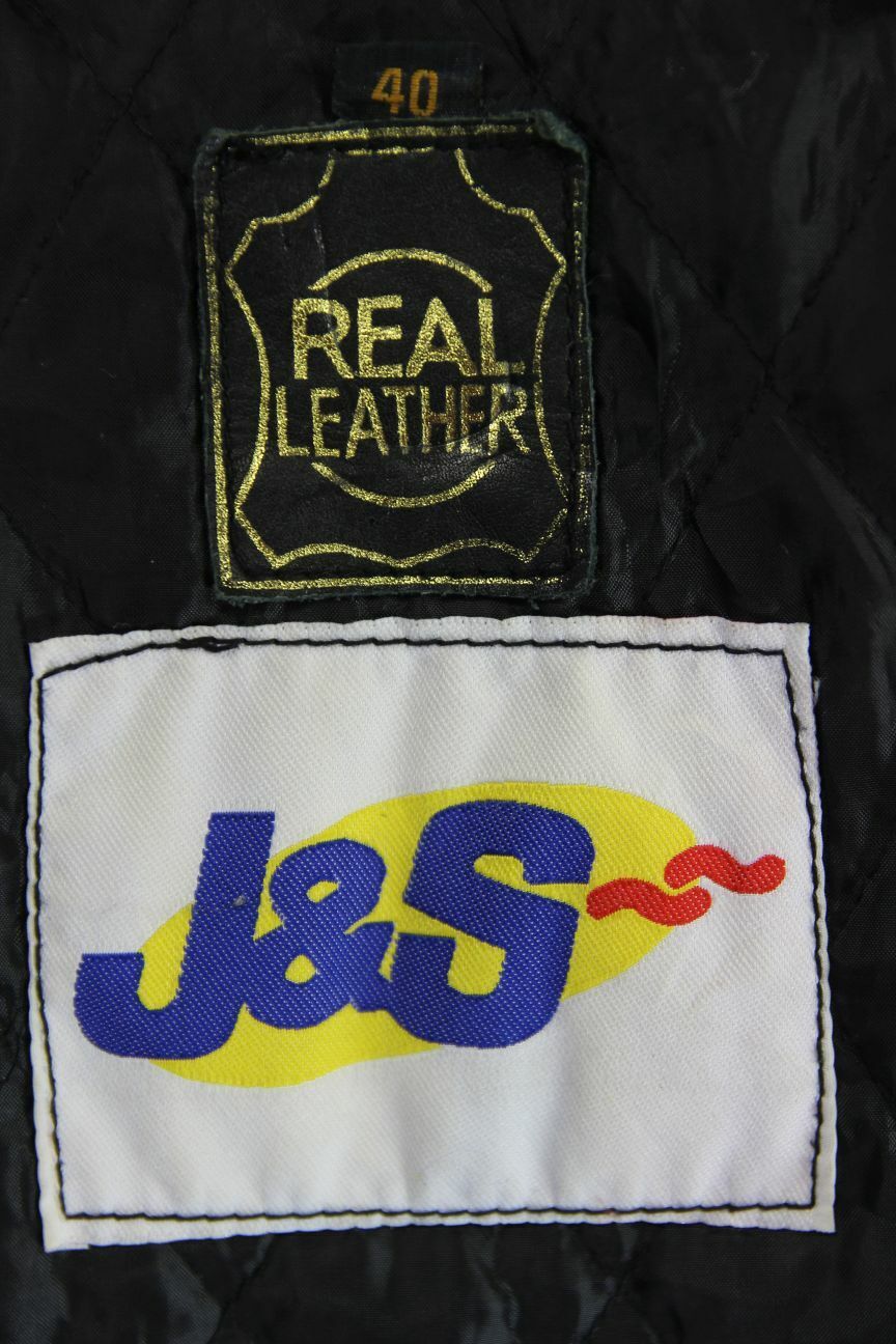 J&S BLACK & SILVER LEATHER BIKER JACKET WITH BACK PROTECTOR & THERMAL LINING 40"