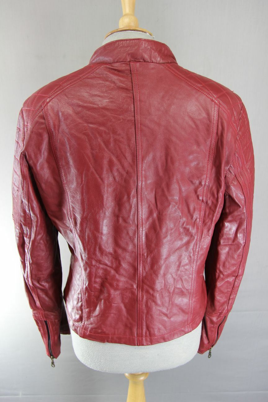 CLASSIC LEATHER CITY HAND CRAFTED BY RADWAN BURGUNDY BIKER JACKET 38 INCH/XL