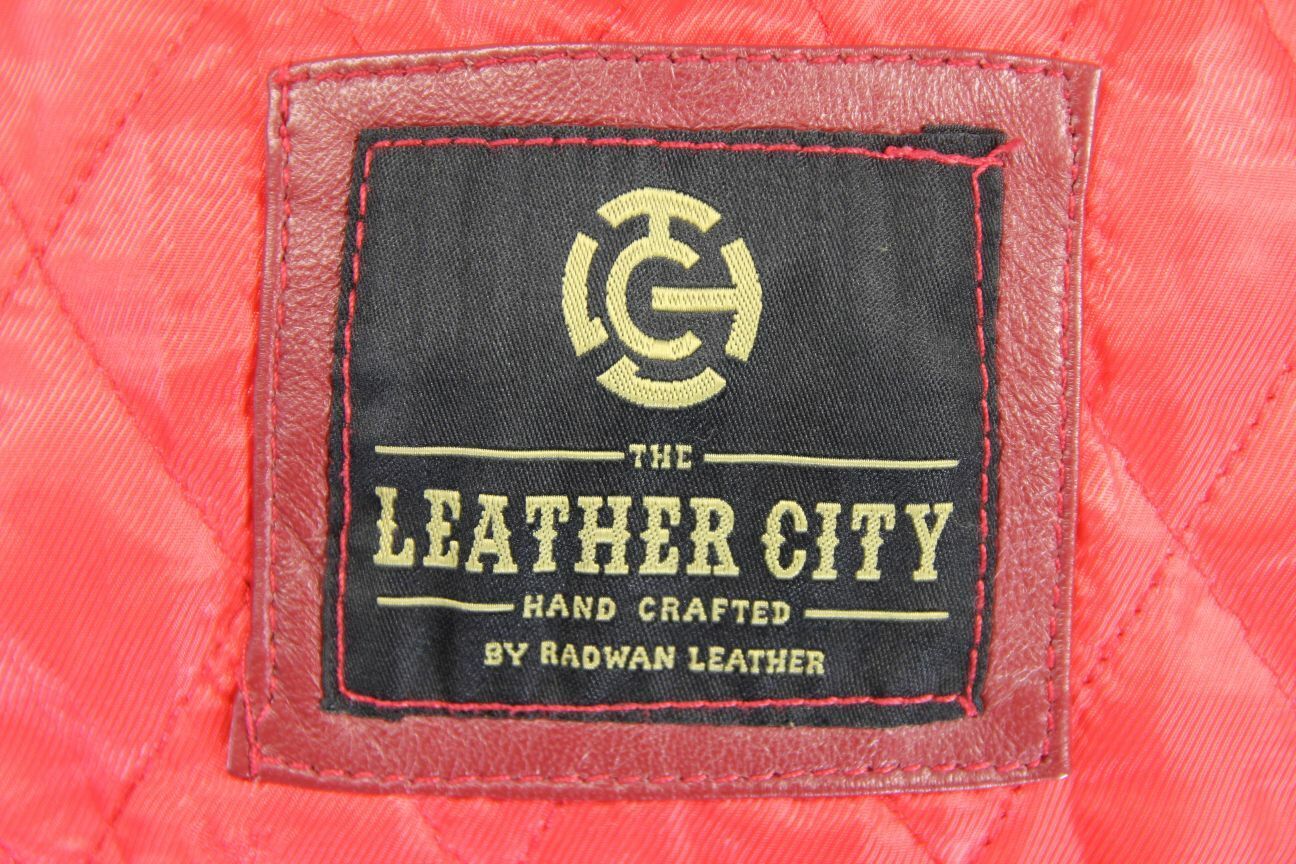 CLASSIC LEATHER CITY HAND CRAFTED BY RADWAN BURGUNDY BIKER JACKET 38 INCH/XL