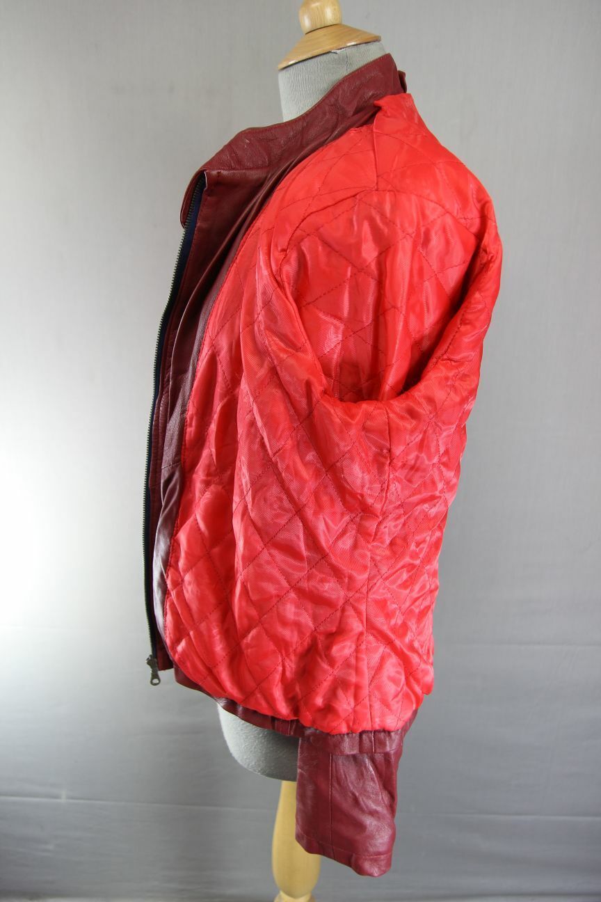 CLASSIC LEATHER CITY HAND CRAFTED BY RADWAN BURGUNDY BIKER JACKET 38 INCH/XL