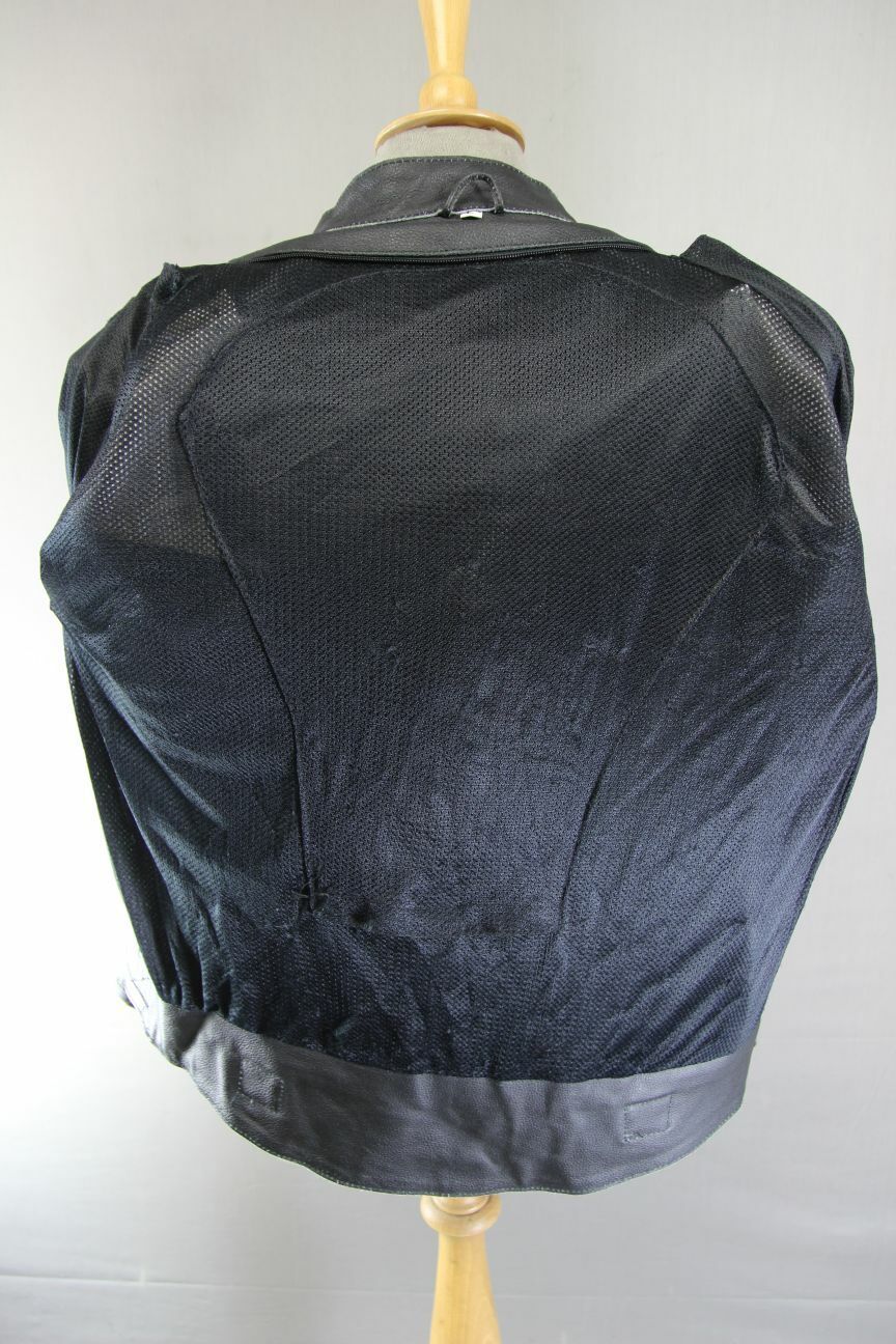 BLACK & WHITE LEATHER BIKER JACKET 38 INCH