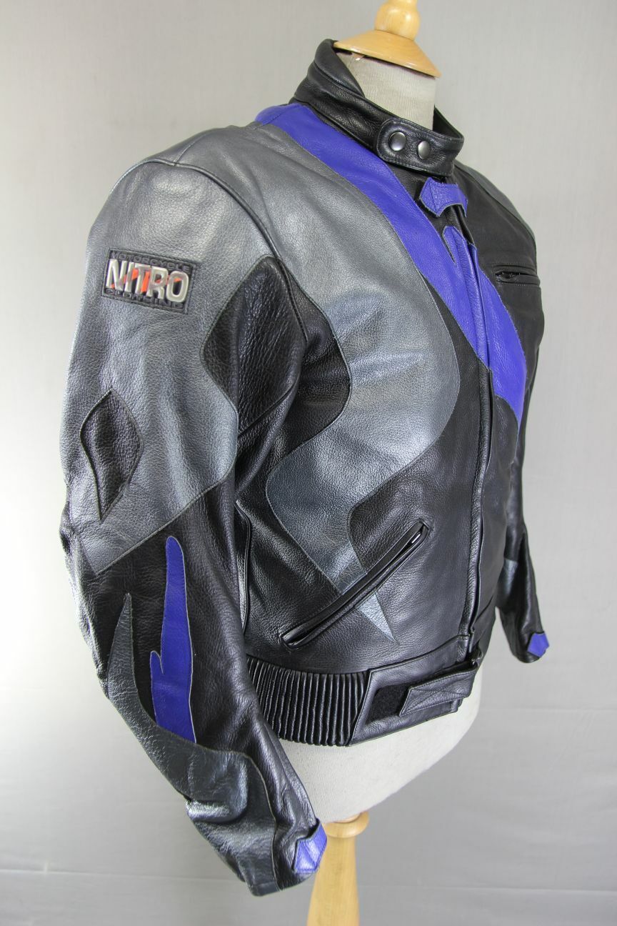 NITRO LEATHER BIKER JACKET WITH REMOVABLE CE ARMOUR & THERMAL LINING 38 IN/SMALL