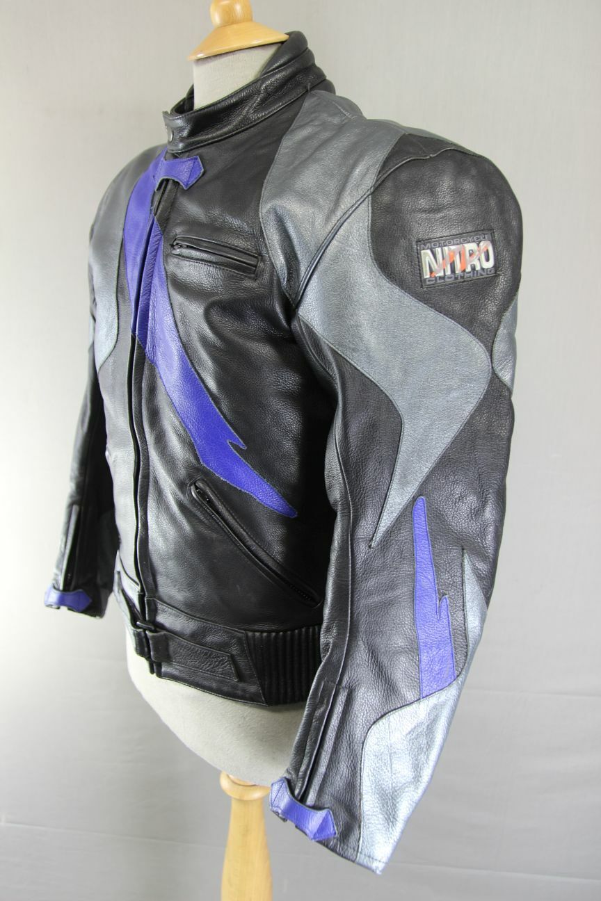 NITRO LEATHER BIKER JACKET WITH REMOVABLE CE ARMOUR & THERMAL LINING 38 IN/SMALL