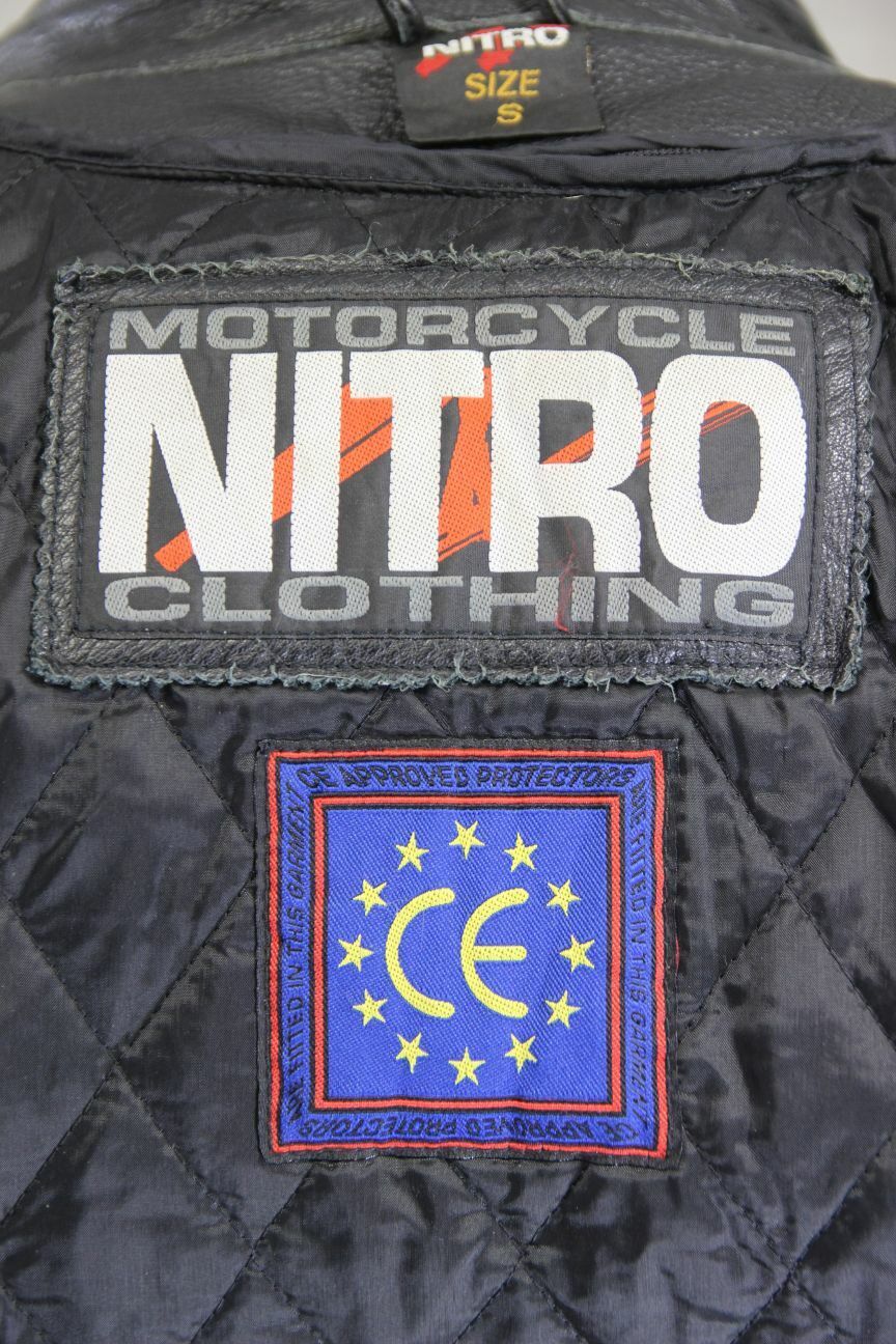 NITRO LEATHER BIKER JACKET WITH REMOVABLE CE ARMOUR & THERMAL LINING 38 IN/SMALL