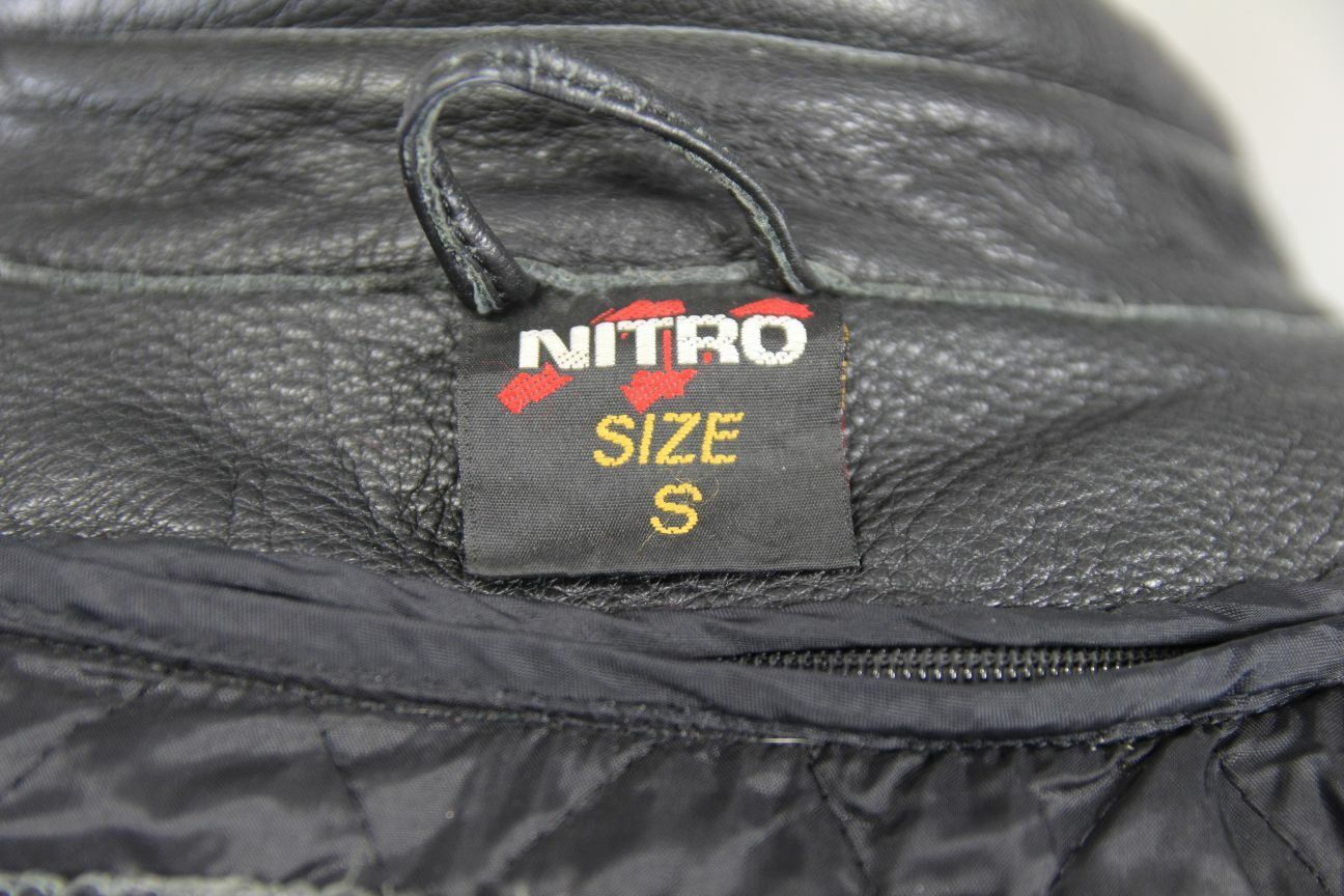 NITRO LEATHER BIKER JACKET WITH REMOVABLE CE ARMOUR & THERMAL LINING 38 IN/SMALL