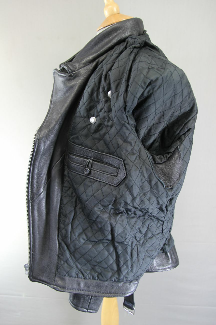VINTAGE 1970'S PUNK ROCK STYLE RETRO BLACK LEATHER BIKER JACKET 42 INCH