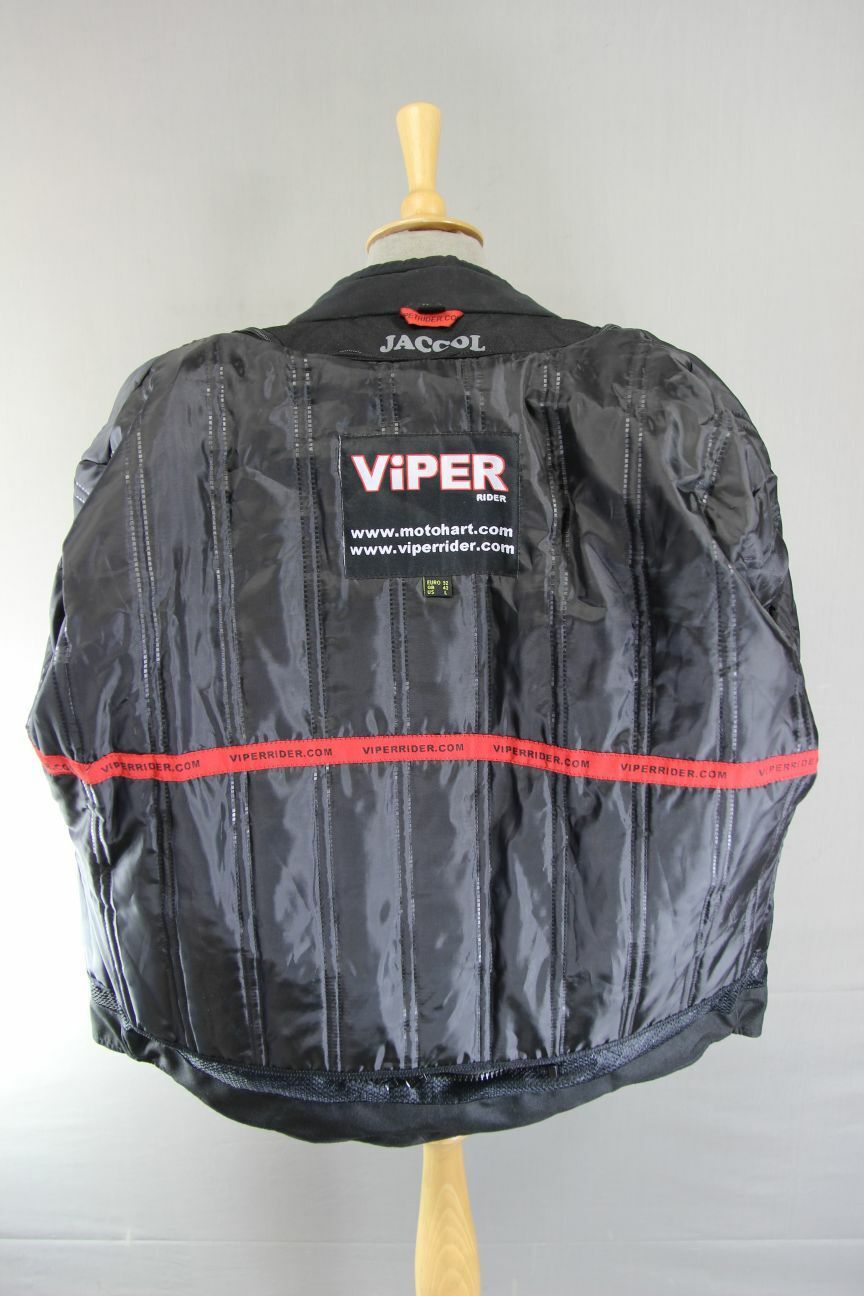 VIPER BLACK & GREEN TEXTILE BIKER JACKET WITH CE ARMOUR & THERMAL LINING 42 IN/L