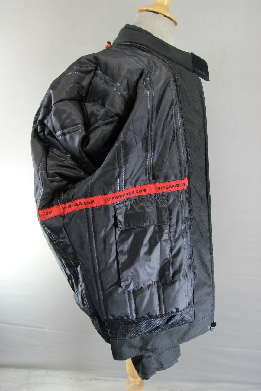 VIPER BLACK & GREEN TEXTILE BIKER JACKET WITH CE ARMOUR & THERMAL LINING 42 IN/L