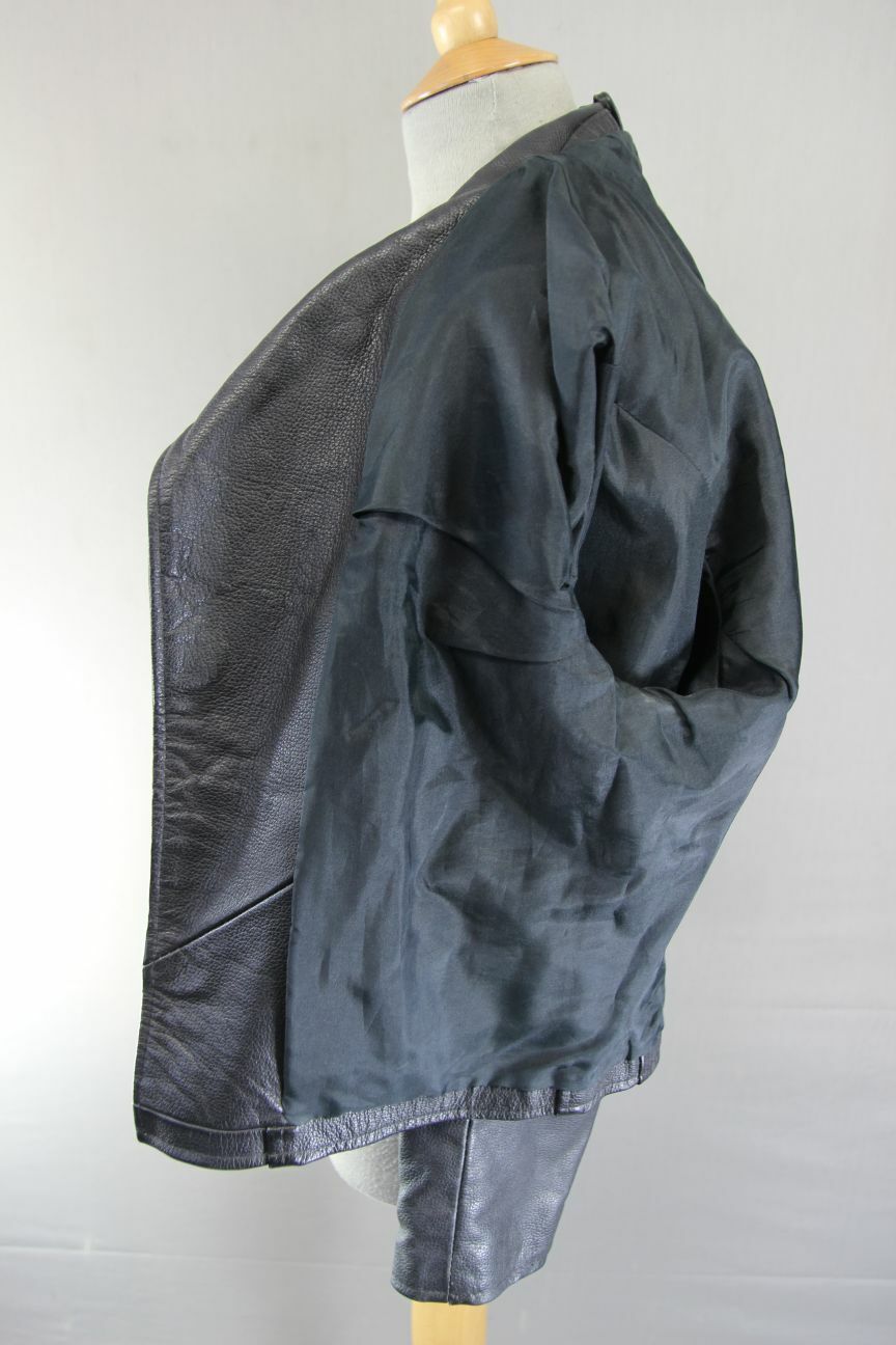 VINTAGE 70s/80s PUNK ROCK BRITISH MADE GENEL LONDON BLACK LEATHER BIKER JCKT 34"