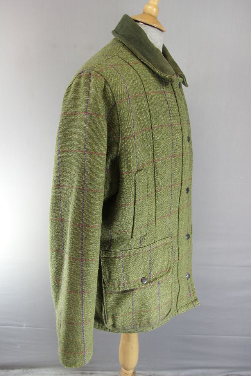 WOODGREEN BRITISH MADE COUNTRY SPORTS CHECKED WOOL RICH BLEND TWEED COAT SIZE 16