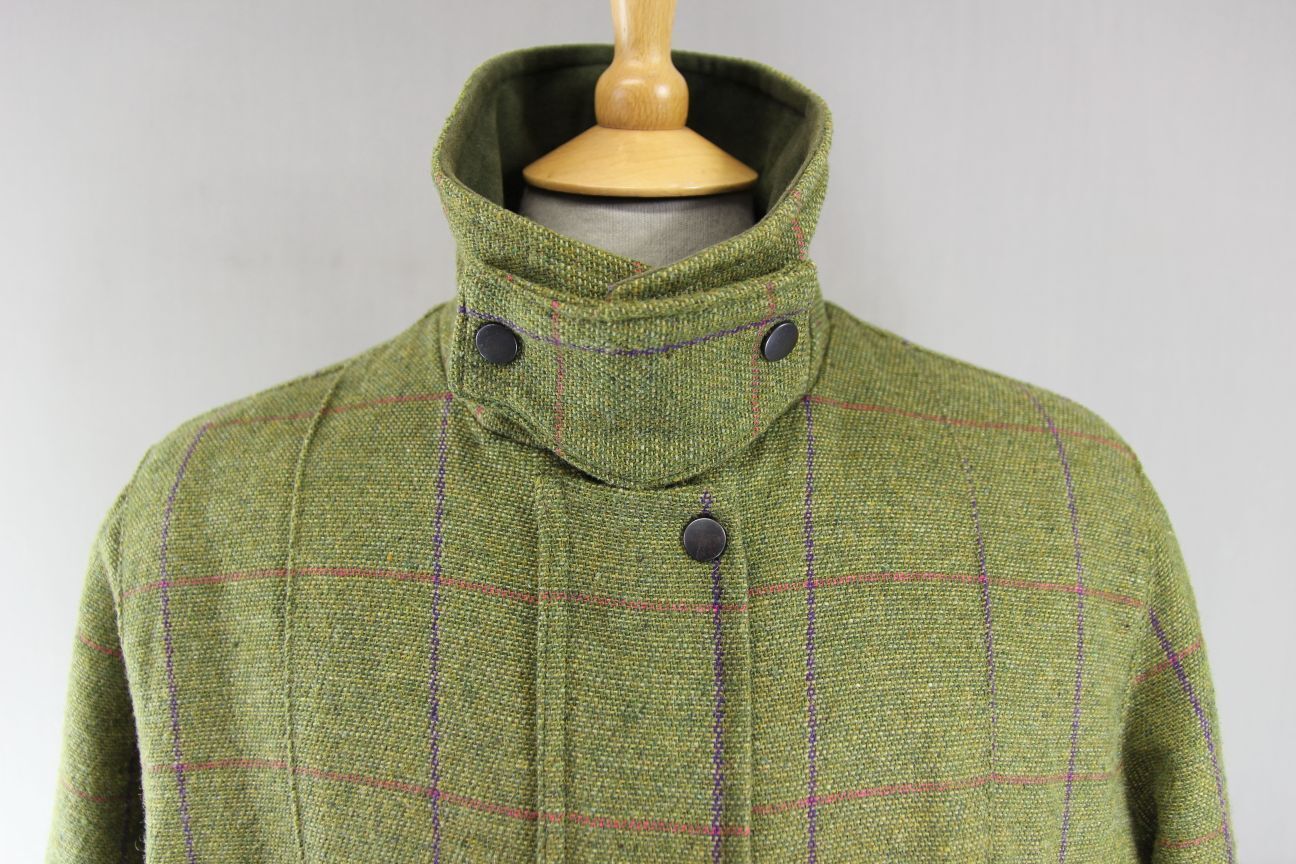 WOODGREEN BRITISH MADE COUNTRY SPORTS CHECKED WOOL RICH BLEND TWEED COAT SIZE 16
