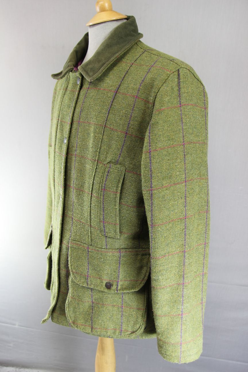 WOODGREEN BRITISH MADE COUNTRY SPORTS CHECKED WOOL RICH BLEND TWEED COAT SIZE 16