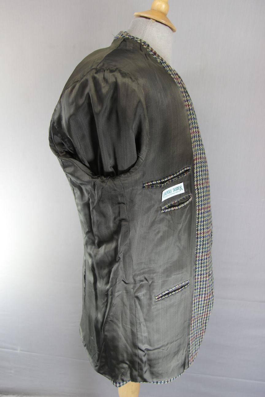 COUNTRY TRADER PURE WOOL GREEN HOUNDSTOOTH CHECKED JACKET 42 INCH (REG FIT)