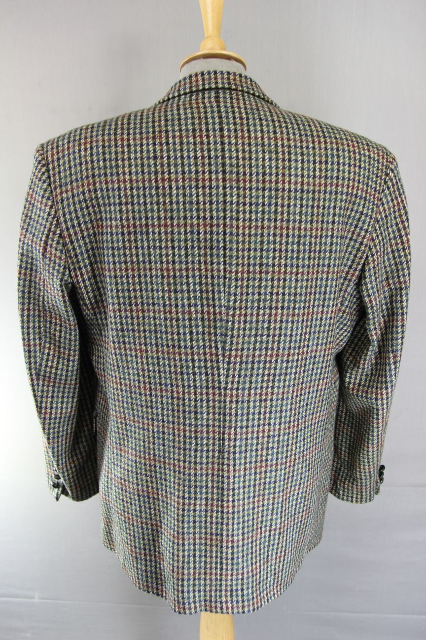 COUNTRY TRADER PURE WOOL GREEN HOUNDSTOOTH CHECKED JACKET 42 INCH (REG FIT)