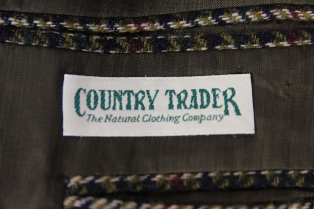 COUNTRY TRADER PURE WOOL GREEN HOUNDSTOOTH CHECKED JACKET 42 INCH (REG FIT)