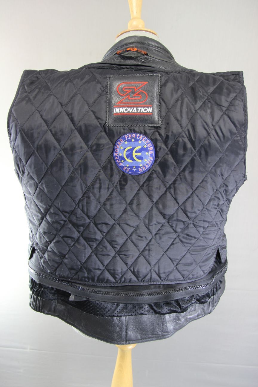SWIFT INNOVATION BLACK LEATHER BIKER JACKET + BACK PROTECTOR/THERMAL LINING 38"