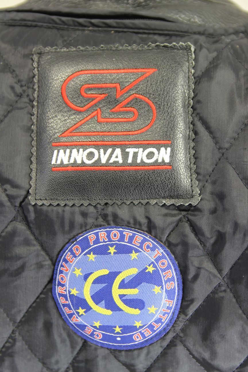 SWIFT INNOVATION BLACK LEATHER BIKER JACKET + BACK PROTECTOR/THERMAL LINING 38"