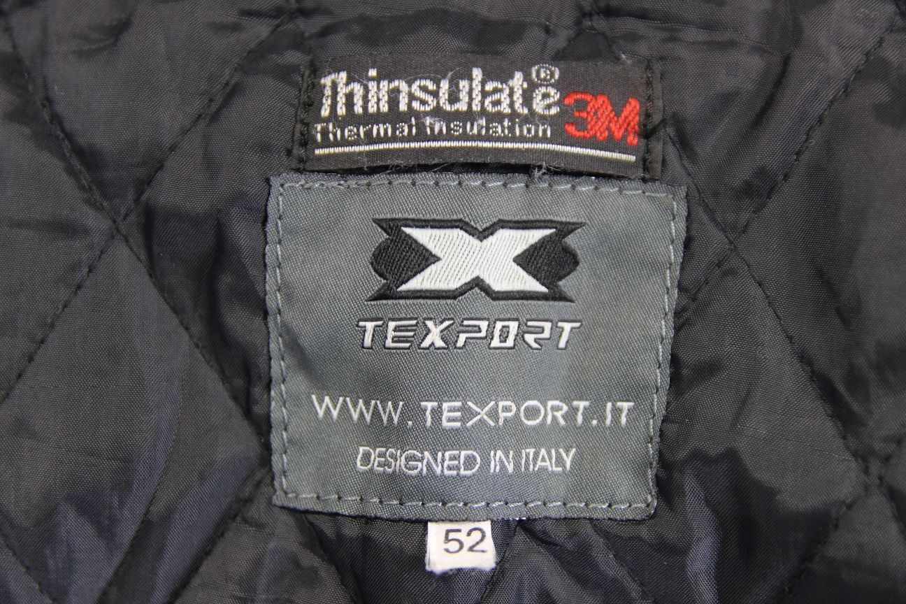 TEXPORT BLACK, YELLOW & SILVER LEATHER BIKER JACKET + ARMOUR/THERMAL LINING 42IN