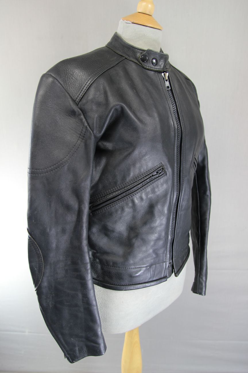 VINTAGE KERSHAW LEATHERS CLASSIC BLACK BIKER JACKET 38-40 INCH