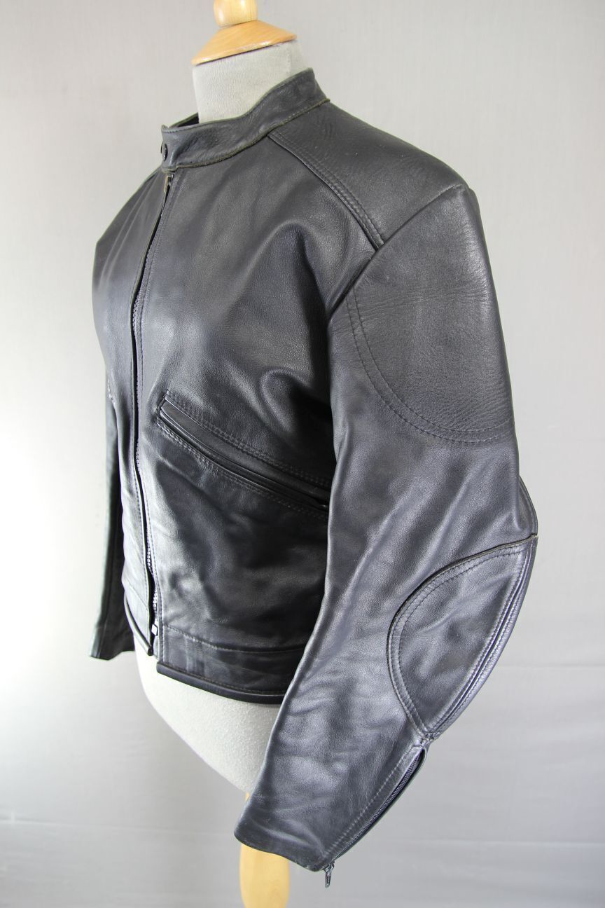 VINTAGE KERSHAW LEATHERS CLASSIC BLACK BIKER JACKET 38-40 INCH