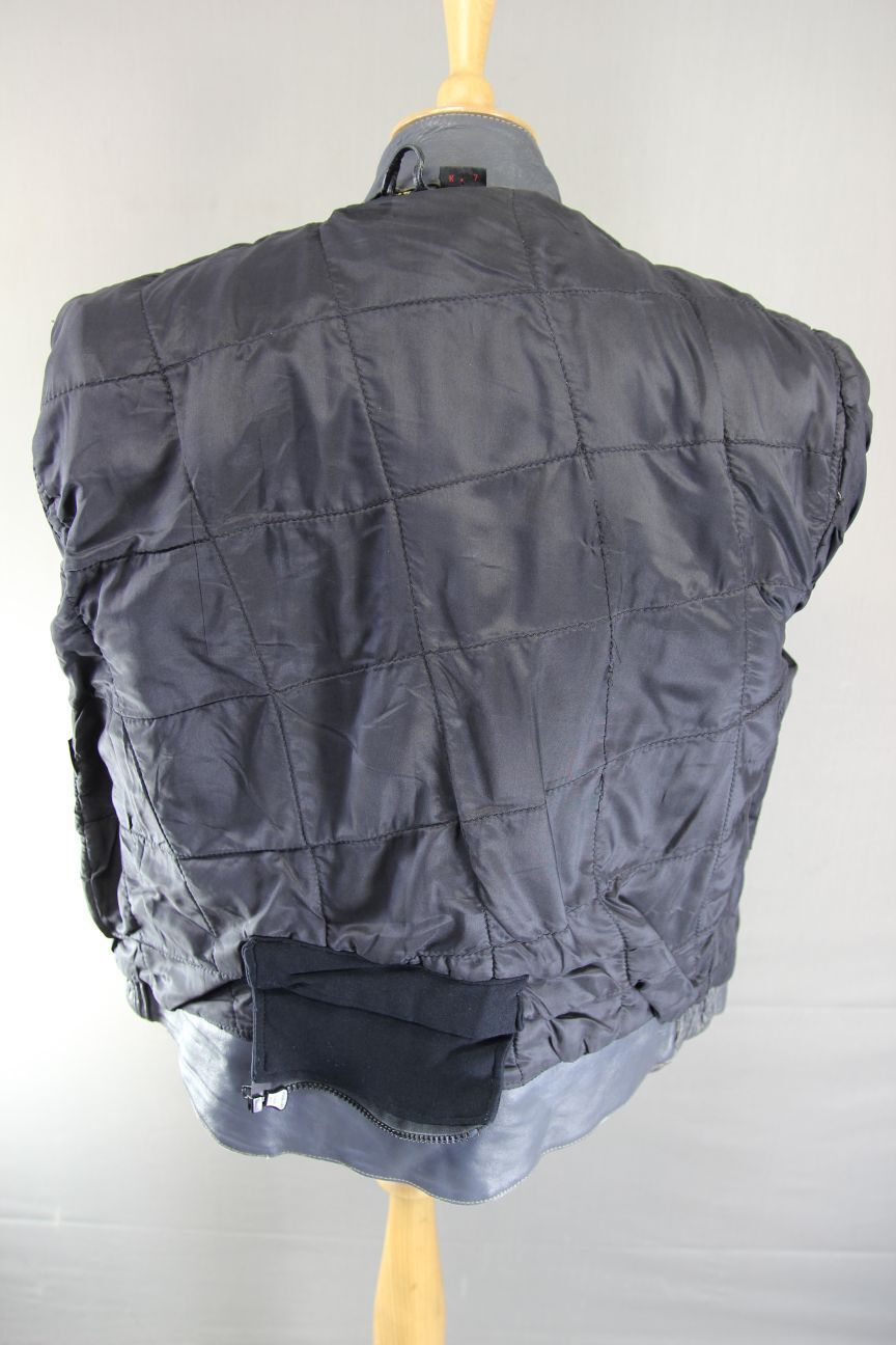 VINTAGE KETT GREY & RED COWHIDE LEATHER BIKER JACKET 42-44 INCH