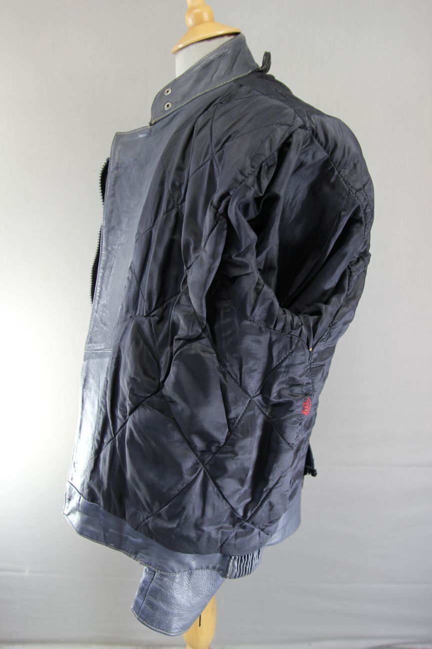 VINTAGE KETT GREY & RED COWHIDE LEATHER BIKER JACKET 42-44 INCH