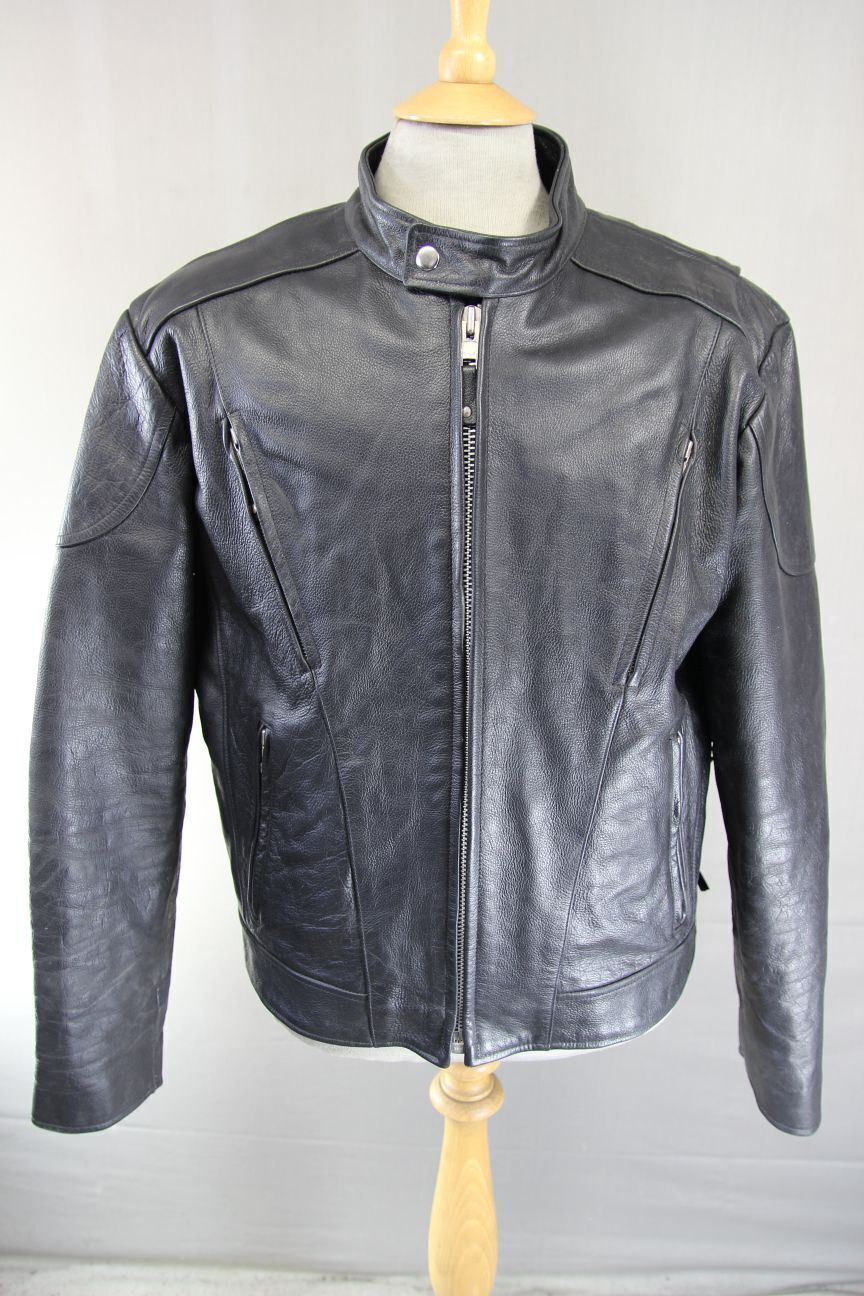 CLASSIC WILSON'S LEATHER BLACK BIKER JACKET WITH THERMAL LINING 44 INCH/LARGE
