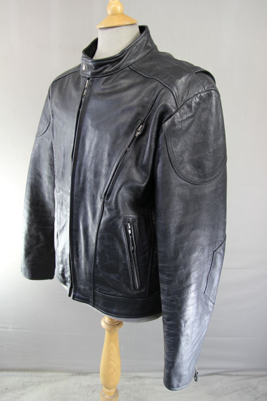 CLASSIC WILSON'S LEATHER BLACK BIKER JACKET WITH THERMAL LINING 44 INCH/LARGE