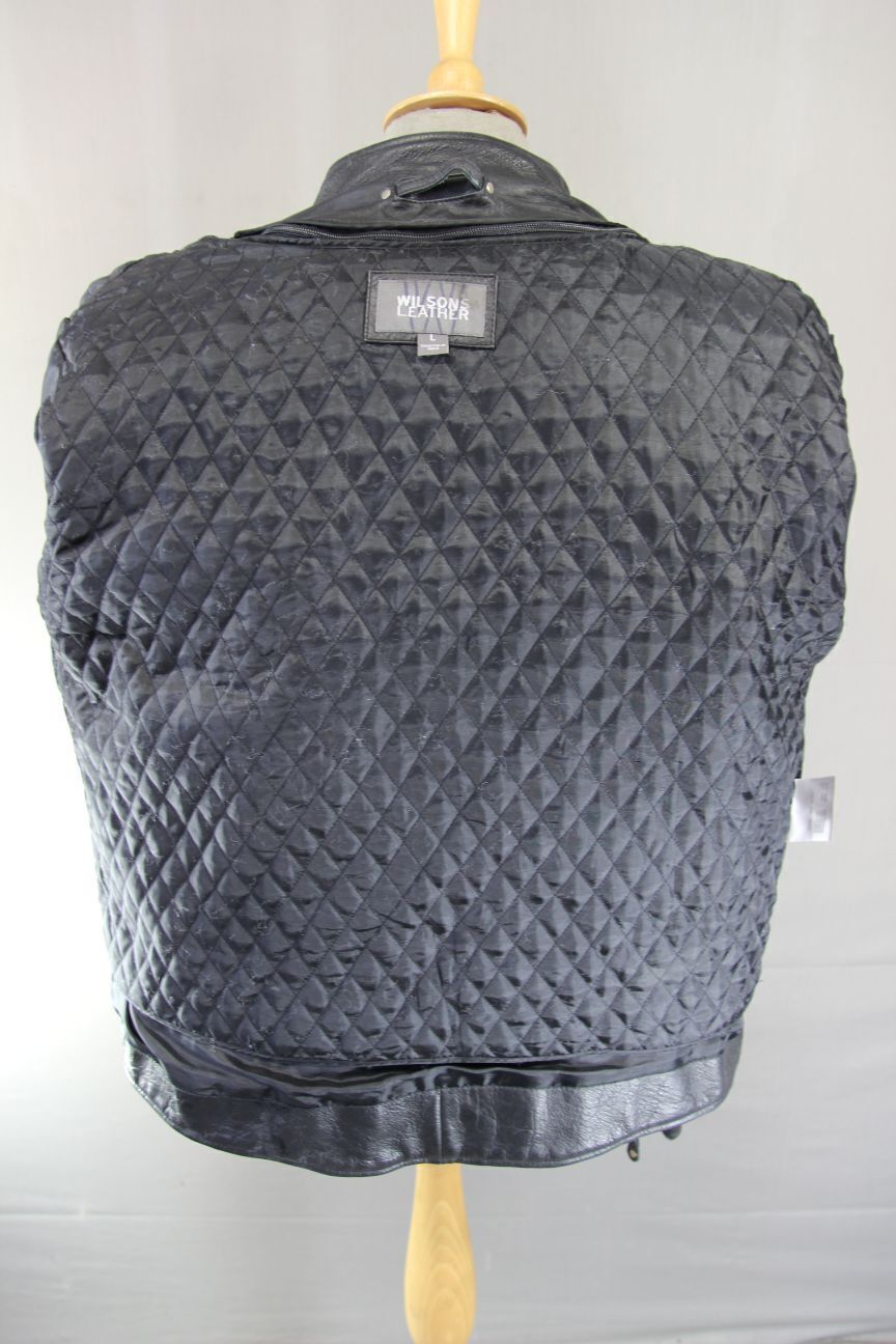 CLASSIC WILSON'S LEATHER BLACK BIKER JACKET WITH THERMAL LINING 44 INCH/LARGE