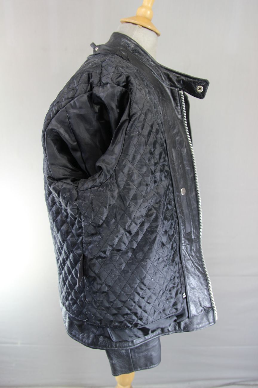 CLASSIC WILSON'S LEATHER BLACK BIKER JACKET WITH THERMAL LINING 44 INCH/LARGE