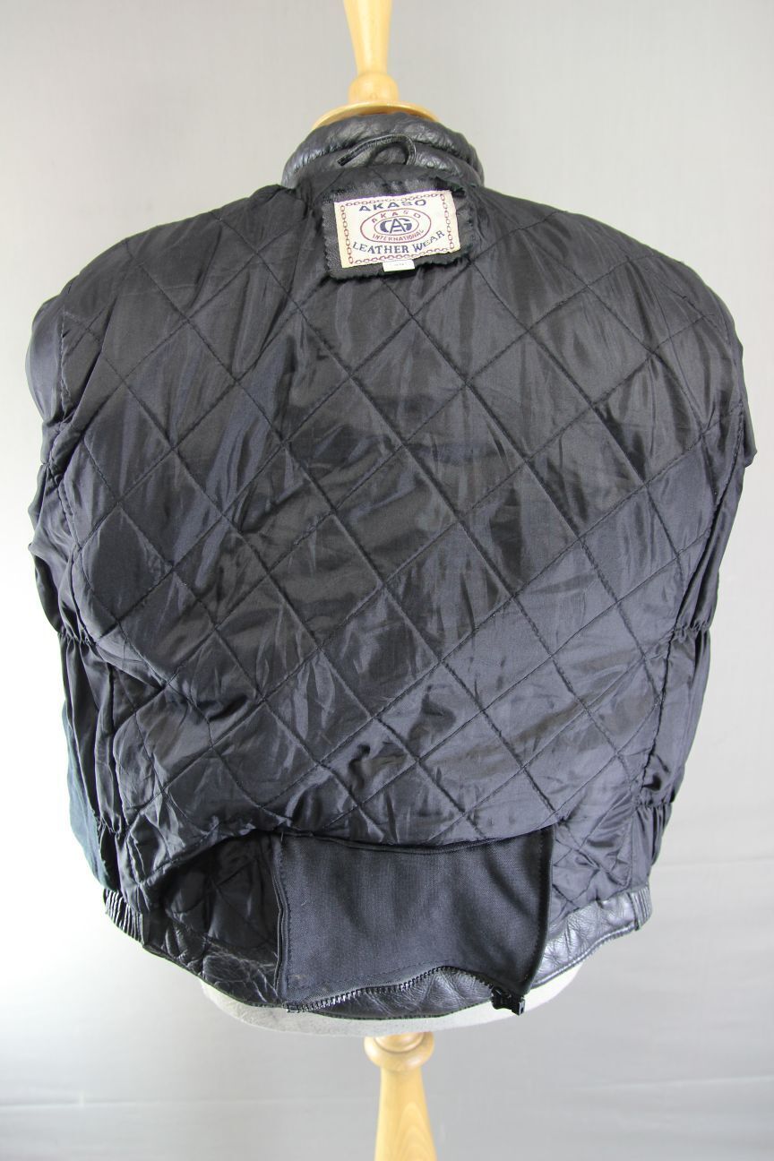 CLASSIC AKASO INTERNATIONAL BLACK LEATHER BIKER JACKET 40 INCH