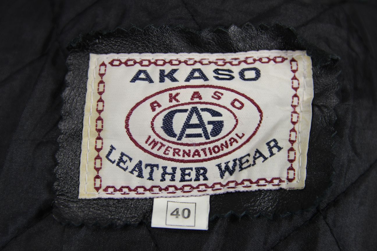 CLASSIC AKASO INTERNATIONAL BLACK LEATHER BIKER JACKET 40 INCH