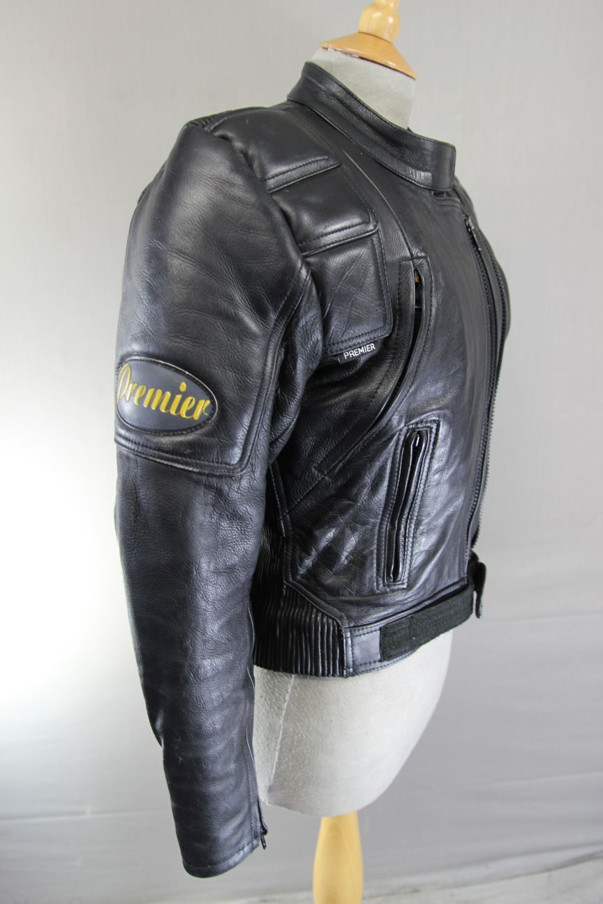 GB MARKETING PREMIER BLACK LEATHER BIKER JACKET WITH THERMAL LINING: SIZE 12